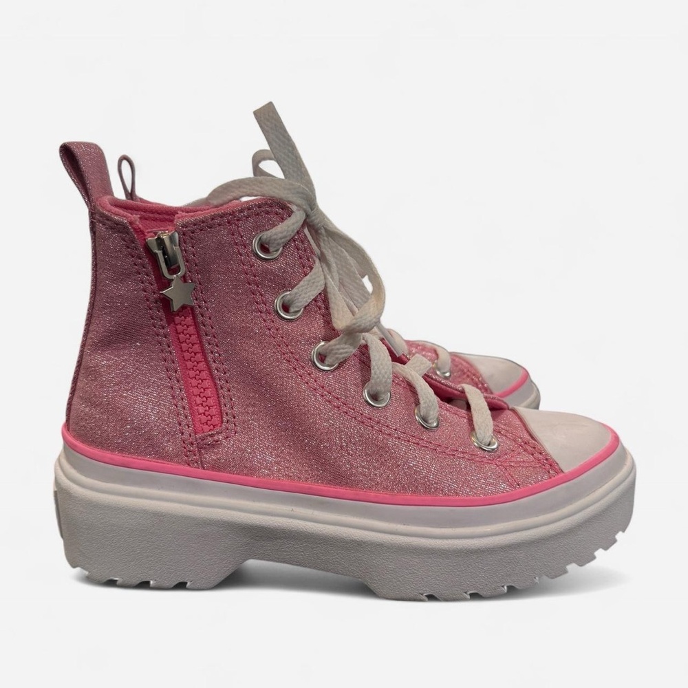 Glittery Pink High-Top Kids Shoes